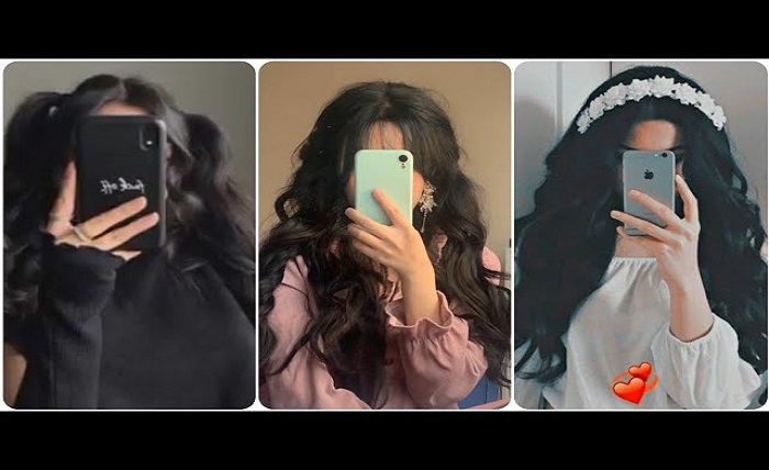 girl poses stylish mirror selfie dp